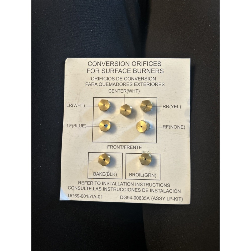 Conversion Orifice Set Brass Gold LPG Propane DG69-00151A-01 DG94-00635A 6pcs